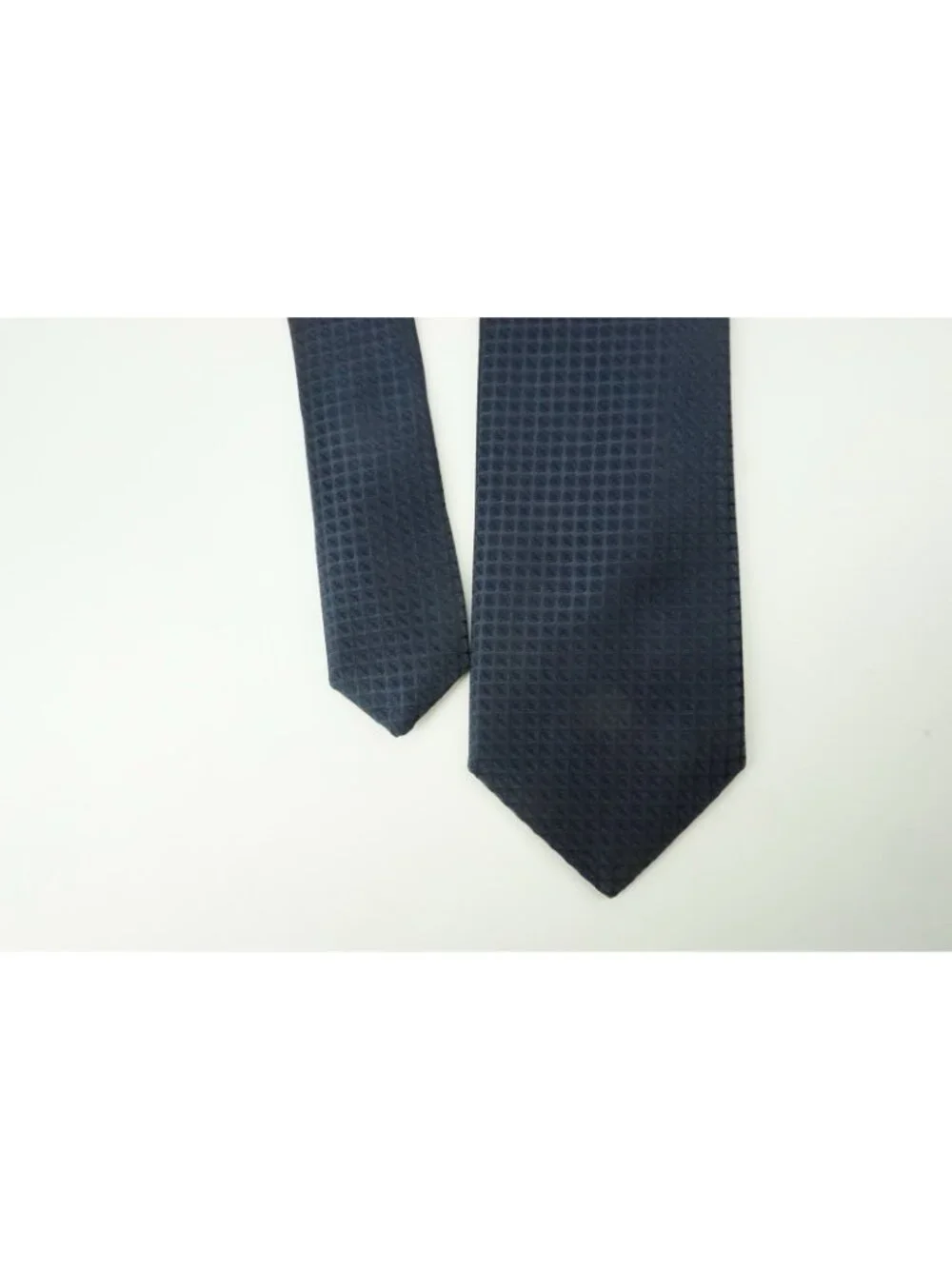 Canali Solid Navy Blue Jacquard Circular Silk Tie Brand New With Tags